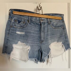 American Eagle Outfitters Blue Distressed Jean Shorts